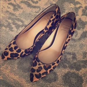 INC Leopard Calf Hair Block-Heel Pumps - Sz 7